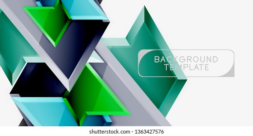 Bright colorful triangular poly 3d composition, vector abstract geometric background, minimal design, polygonal futuristic poster