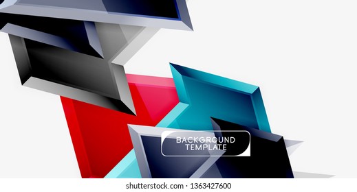 Hellbunt bunter Dreieckspolympietrie, 3D-Komposition, abstrakter, geometrischer Hintergrund, minimales Design, polygonales futuristisches Poster