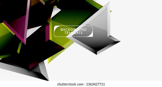 Composición 3d de poli triangular brillante, fondo geométrico abstracto vectorial, diseño mínimo, póster futurista poligonal