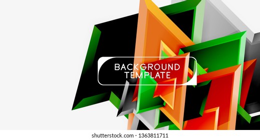 Bright colorful triangular poly 3d composition, vector abstract geometric background, minimal design, polygonal futuristic poster