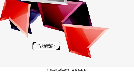 Composición 3d de poli triangular brillante, fondo geométrico abstracto vectorial, diseño mínimo, póster futurista poligonal
