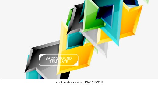 Bright colorful triangular poly 3d composition, vector abstract geometric background, minimal design, polygonal futuristic poster