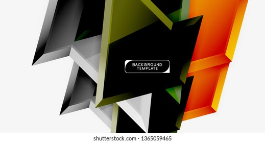Bright colorful triangular poly 3d composition, vector abstract geometric background, minimal design, polygonal futuristic poster