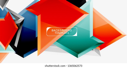 Composición 3d de poli triangular brillante, fondo geométrico abstracto vectorial, diseño mínimo, póster futurista poligonal