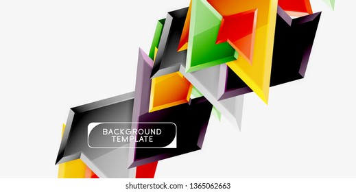Bright colorful triangular poly 3d composition, vector abstract geometric background, minimal design, polygonal futuristic poster