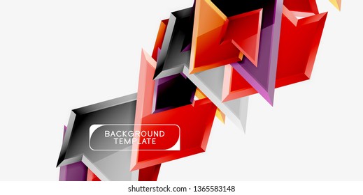Bright colorful triangular poly 3d composition, vector abstract geometric background, minimal design, polygonal futuristic poster