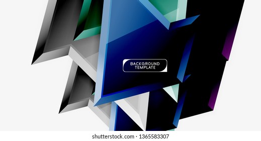 Hellbunt bunter Dreieckspolympietrie, 3D-Komposition, abstrakter, geometrischer Hintergrund, minimales Design, polygonales futuristisches Poster