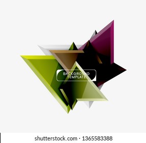 Composición 3d de poli triangular brillante, fondo geométrico abstracto vectorial, diseño mínimo, póster futurista poligonal