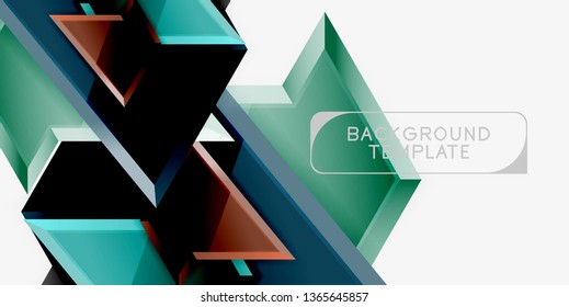 Bright colorful triangular poly 3d composition, vector abstract geometric background, minimal design, polygonal futuristic poster