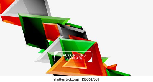 Composición 3d de poli triangular brillante, fondo geométrico abstracto vectorial, diseño mínimo, póster futurista poligonal