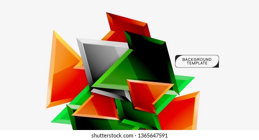 Composición 3d de poli triangular brillante, fondo geométrico abstracto vectorial, diseño mínimo, póster futurista poligonal