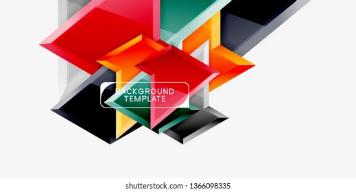 Bright colorful triangular poly 3d composition, vector abstract geometric background, minimal design, polygonal futuristic poster