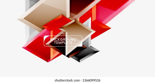 Bright colorful triangular poly 3d composition, vector abstract geometric background, minimal design, polygonal futuristic poster