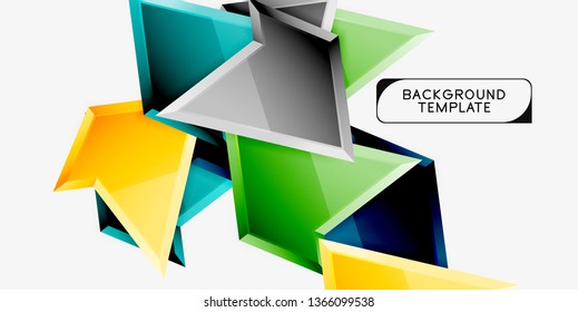 Composición 3d de poli triangular brillante, fondo geométrico abstracto vectorial, diseño mínimo, póster futurista poligonal