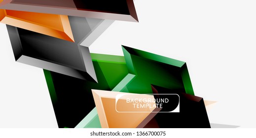 Composición 3d de poli triangular brillante, fondo geométrico abstracto vectorial, diseño mínimo, póster futurista poligonal