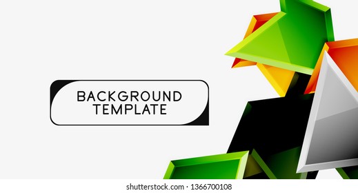 Bright colorful triangular poly 3d composition, vector abstract geometric background, minimal design, polygonal futuristic poster