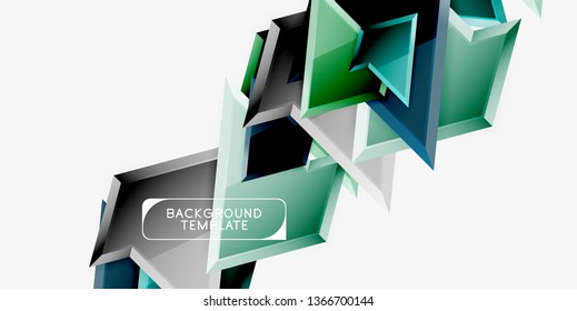 Bright colorful triangular poly 3d composition, vector abstract geometric background, minimal design, polygonal futuristic poster