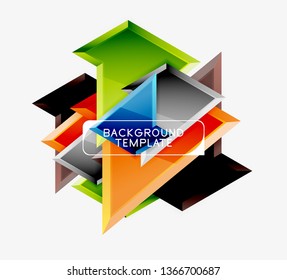 Composición 3d de poli triangular brillante, fondo geométrico abstracto vectorial, diseño mínimo, póster futurista poligonal