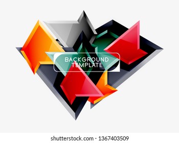 Composición 3d de poli triangular brillante, fondo geométrico abstracto vectorial, diseño mínimo, póster futurista poligonal