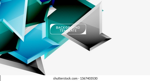 Composición 3d de poli triangular brillante, fondo geométrico abstracto vectorial, diseño mínimo, póster futurista poligonal