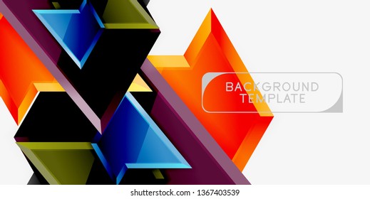Composición 3d de poli triangular brillante, fondo geométrico abstracto vectorial, diseño mínimo, póster futurista poligonal