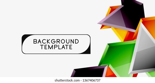 Bright colorful triangular poly 3d composition, vector abstract geometric background, minimal design, polygonal futuristic poster