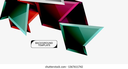 Composición 3d de poli triangular brillante, fondo geométrico abstracto vectorial, diseño mínimo, póster futurista poligonal