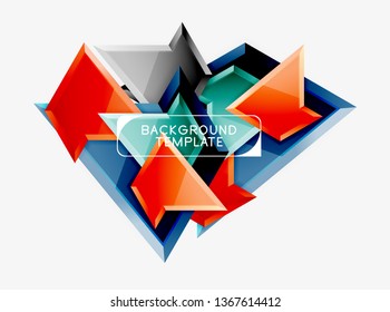 Hellbunt bunter Dreieckspolympietrie, 3D-Komposition, abstrakter, geometrischer Hintergrund, minimales Design, polygonales futuristisches Poster