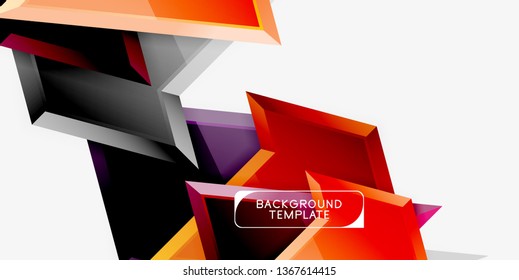 Bright colorful triangular poly 3d composition, vector abstract geometric background, minimal design, polygonal futuristic poster