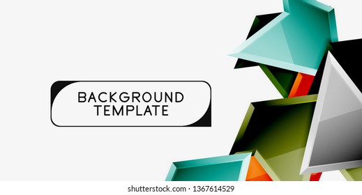 Bright colorful triangular poly 3d composition, vector abstract geometric background, minimal design, polygonal futuristic poster