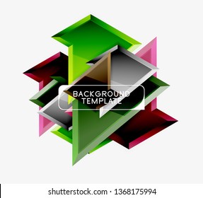 Composición 3d de poli triangular brillante, fondo geométrico abstracto vectorial, diseño mínimo, póster futurista poligonal