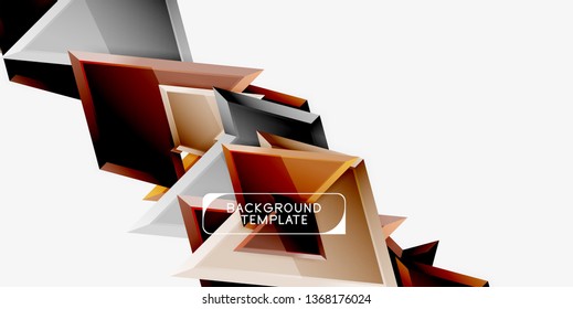 Bright colorful triangular poly 3d composition, vector abstract geometric background, minimal design, polygonal futuristic poster