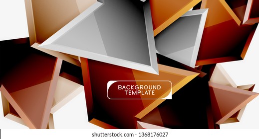 Bright colorful triangular poly 3d composition, vector abstract geometric background, minimal design, polygonal futuristic poster