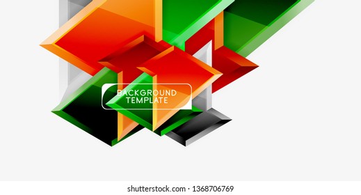 Bright colorful triangular poly 3d composition, vector abstract geometric background, minimal design, polygonal futuristic poster
