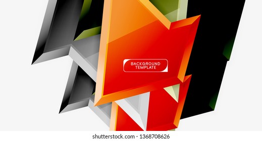 Bright colorful triangular poly 3d composition, vector abstract geometric background, minimal design, polygonal futuristic poster