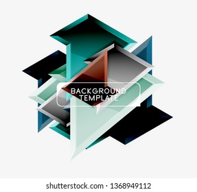 Bright colorful triangular poly 3d composition, vector abstract geometric background, minimal design, polygonal futuristic poster