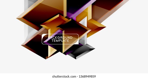 Bright colorful triangular poly 3d composition, vector abstract geometric background, minimal design, polygonal futuristic poster