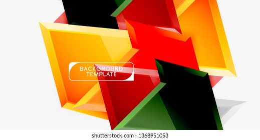 Bright colorful triangular poly 3d composition, vector abstract geometric background, minimal design, polygonal futuristic poster