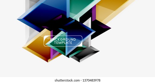 Bright colorful triangular poly 3d composition, vector abstract geometric background, minimal design, polygonal futuristic poster