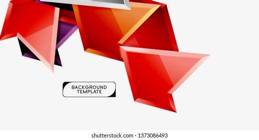 Bright colorful triangular poly 3d composition, vector abstract geometric background, minimal design, polygonal futuristic poster
