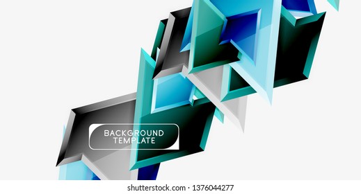 Composición 3d de poli triangular brillante, fondo geométrico abstracto vectorial, diseño mínimo, póster futurista poligonal