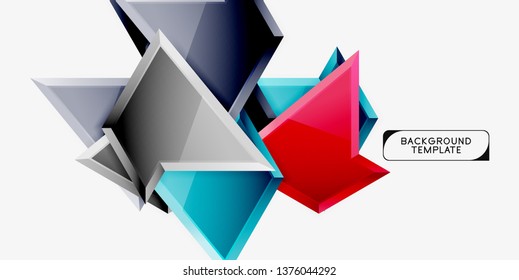 Composición 3d de poli triangular brillante, fondo geométrico abstracto vectorial, diseño mínimo, póster futurista poligonal