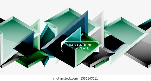 Bright colorful triangular poly 3d composition, vector abstract geometric background, minimal design, polygonal futuristic poster