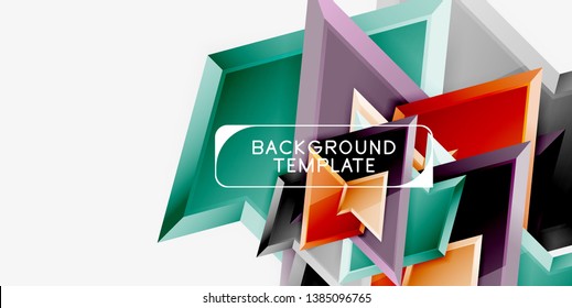Bright colorful triangular poly 3d composition, vector abstract geometric background, minimal design, polygonal futuristic poster