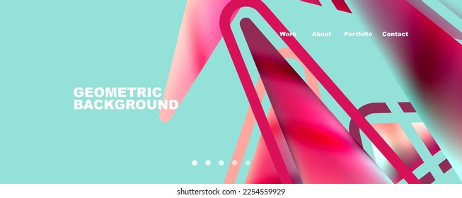 Bright colorful triangular shapes abstract background with fluid color effect. Glass, light and shadow effects. Illustration For Wallpaper, Banner, Background, Card, Book Illustration, landing page