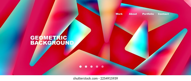 Bright colorful triangular shapes abstract background with fluid color effect. Glass, light and shadow effects. Illustration For Wallpaper, Banner, Background, Card, Book Illustration, landing page