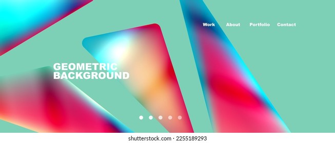 Bright colorful triangular shapes abstract background with fluid color effect. Glass, light and shadow effects. Illustration For Wallpaper, Banner, Background, Card, Book Illustration, landing page