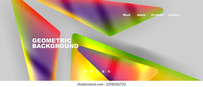 Bright colorful triangular shapes abstract background with fluid color effect. Glass, light and shadow effects. Illustration For Wallpaper, Banner, Background, Card, Book Illustration, landing page