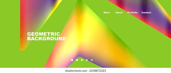 Bright colorful triangular shapes abstract background with fluid color effect. Glass, light and shadow effects. Illustration For Wallpaper, Banner, Background, Card, Book Illustration, landing page