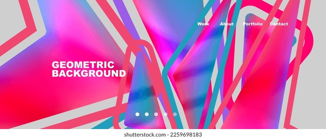 Bright colorful triangular shapes abstract background with fluid color effect. Glass, light and shadow effects. Illustration For Wallpaper, Banner, Background, Card, Book Illustration, landing page
